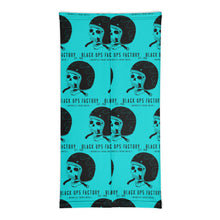 Tour de cou HELMETANDLAUGHINGSKULL turquoise logo noir