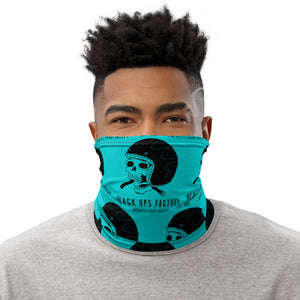 Tour de cou HELMETANDLAUGHINGSKULL turquoise logo noir