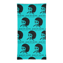 Tour de cou HELMETANDLAUGHINGSKULL turquoise logo noir