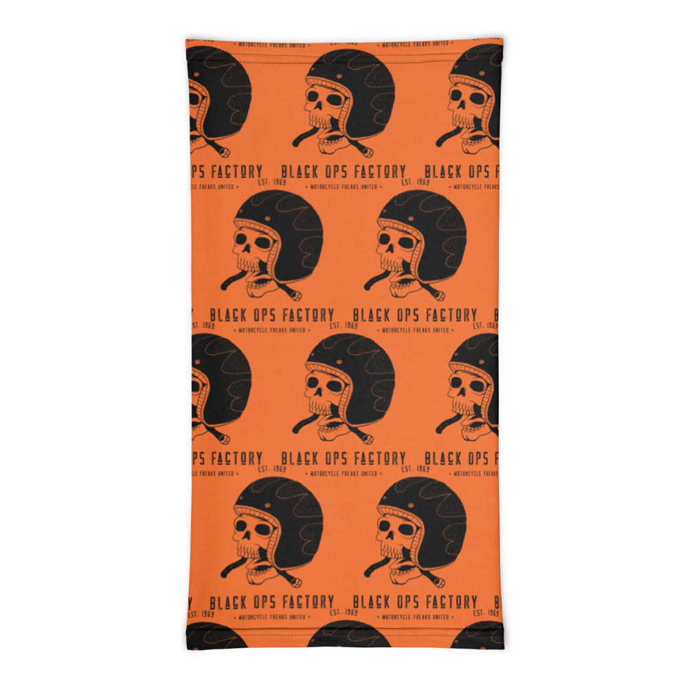 Tour de cou HELMETANDLAUGHINGSKULL orange logo noir