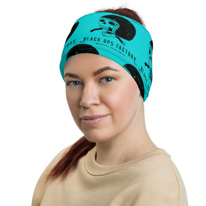 Tour de cou HELMETANDLAUGHINGSKULL turquoise logo noir