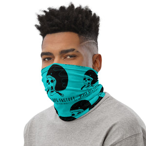 Tour de cou HELMETANDLAUGHINGSKULL turquoise logo noir