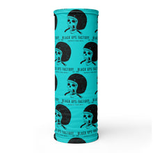 Tour de cou HELMETANDLAUGHINGSKULL turquoise logo noir