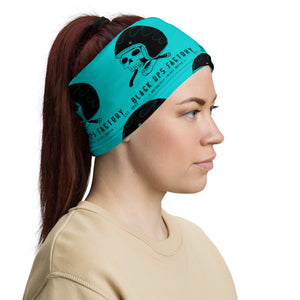 Tour de cou HELMETANDLAUGHINGSKULL turquoise logo noir