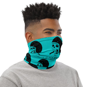 Tour de cou HELMETANDLAUGHINGSKULL turquoise logo noir