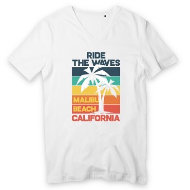 RIDE THE WAVES T-SHIRT BIO HOMME COL V