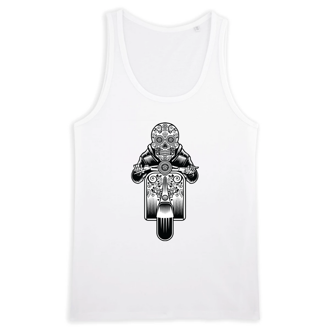 SUGAR SKULL VESPA DARK TANK TOP BIO HOMME