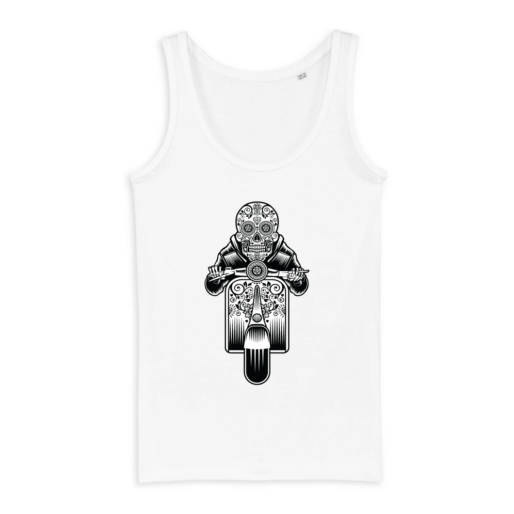 SUGAR SKULL VESPA DARK TANK TOP BIO FEMME