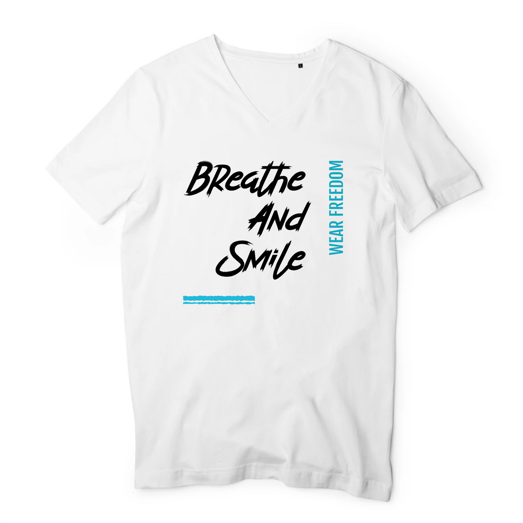 BREATHE AND SMILE T-SHIRT HOMME BIO COL V LOGO NOIR