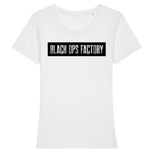 BLACK OPS FACTORY DESIGN WHITEONBLACK T-SHIRT FEMME BIO