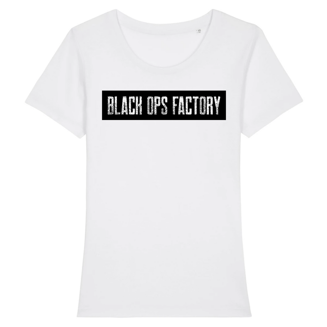 BLACK OPS FACTORY DESIGN WHITEONBLACK T-SHIRT FEMME BIO