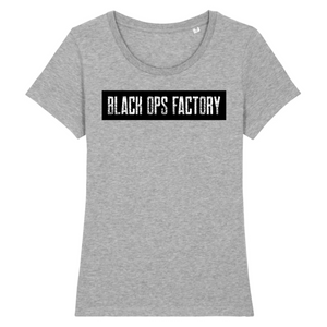 BLACK OPS FACTORY DESIGN WHITEONBLACK T-SHIRT FEMME BIO