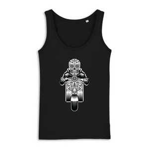 SUGAR SKULL VESPA DARK TANK TOP BIO FEMME