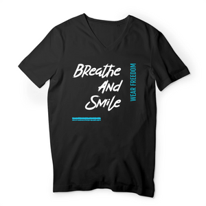 BREATHE AND SMILE T-SHIRT HOMME BIO COL V LOGO BLANC