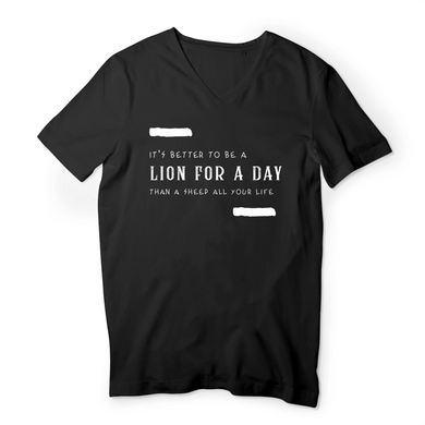 LION FOR A DAY  T-SHIRT BIO HOMME COL V LOGO BLANC