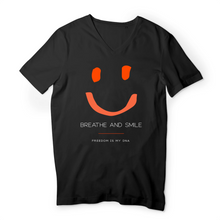 BREATHE AND SMILE T-SHIRT HOMME BIO COL V LOGO ORANGEBLANC