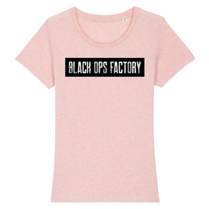 BLACK OPS FACTORY DESIGN WHITEONBLACK T-SHIRT FEMME BIO